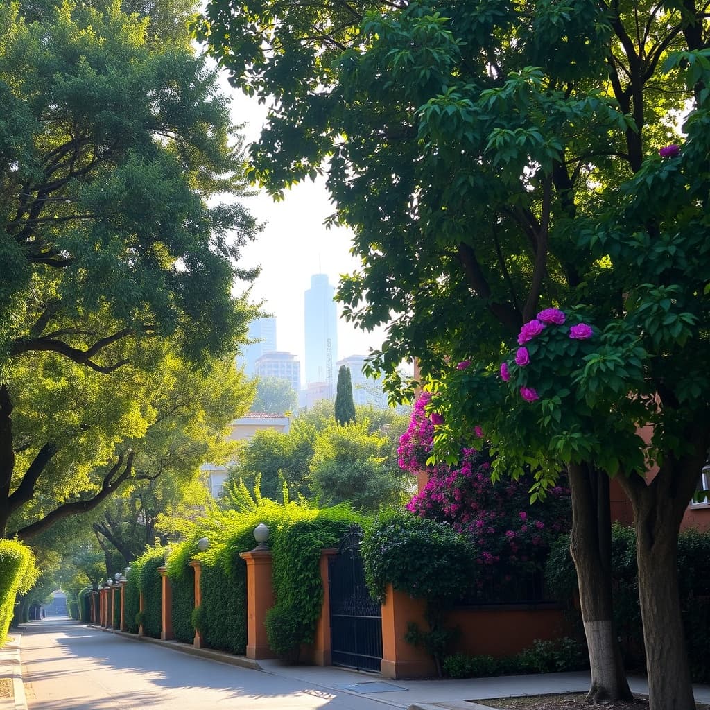 Quiet Maadi street with a garden villa, a popular choice for short-term rentals in Cairo, offering a peaceful suburban retreat
