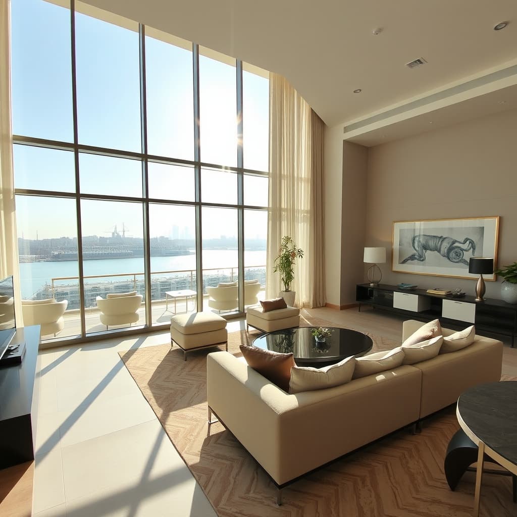 Modern luxury apartment in Zamalek, Cairo, with Nile views, illustrating the high-end living options in the luxury rental market Cairo Dubai