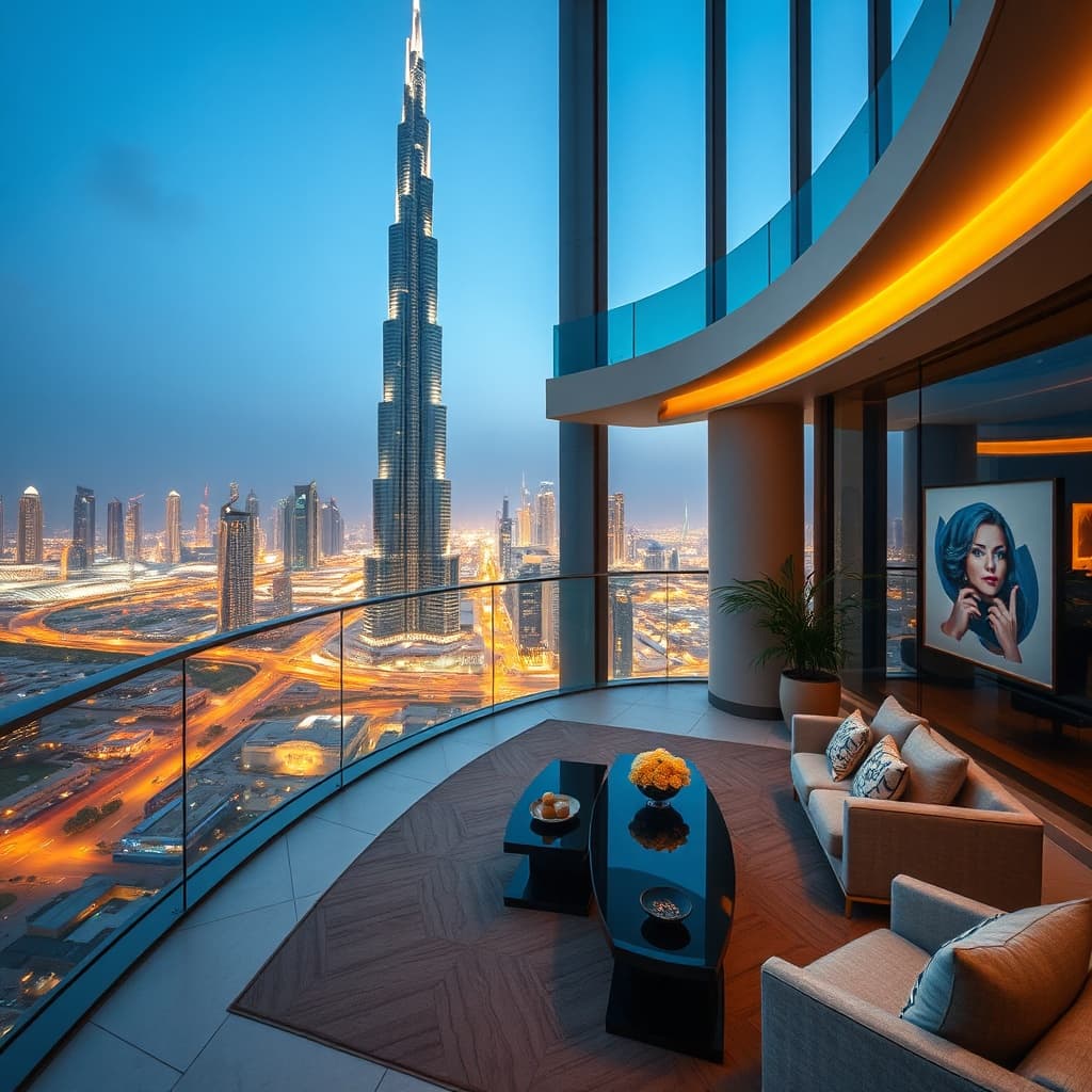 Luxury penthouse in Dubai with Burj Khalifa views, showcasing the premium living experience in the luxury rental market Cairo Dubai